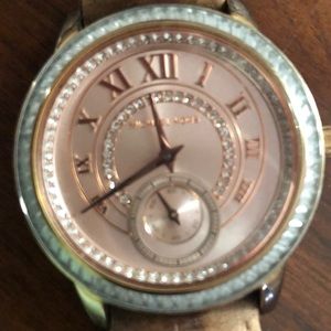 Michael kors rose gold faced watch with brown band